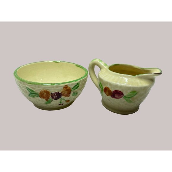 OG Basket Weave Cream Sugar Set Made in Japan - Picture 1 of 7